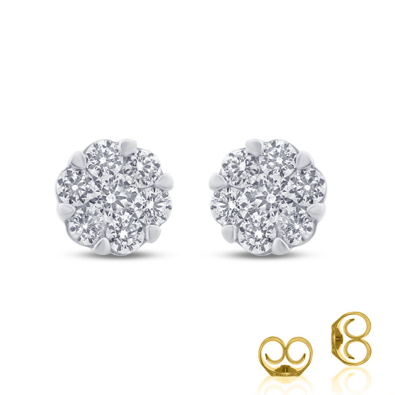Lab Grown Diamond Cluster Stud Earrings