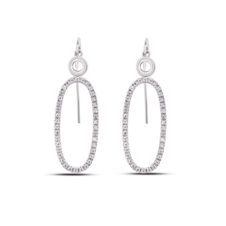 Lab Grown Oval Shape Dangling Diamond Earrings