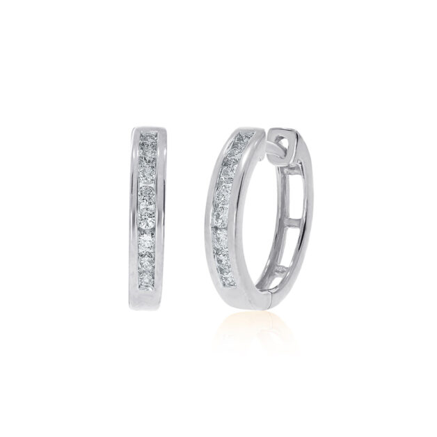 Lab Grown Channel Set Diamond Huggie Earrings