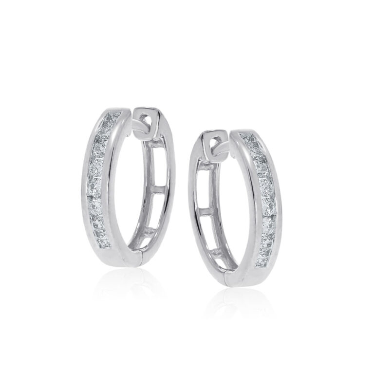 Lab Grown Channel Set Diamond Huggie Earrings
