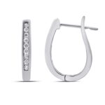 Lab Made Channel Set Diamond Huggie Earrings