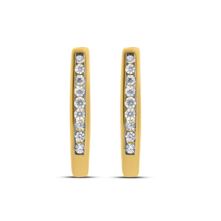 Lab Made Channel Set Diamond Huggie Earrings