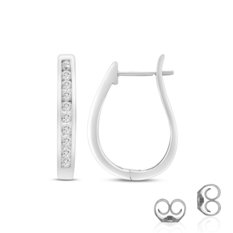 Channel Set Lab Grown Diamond Huggie Hoop Earrings