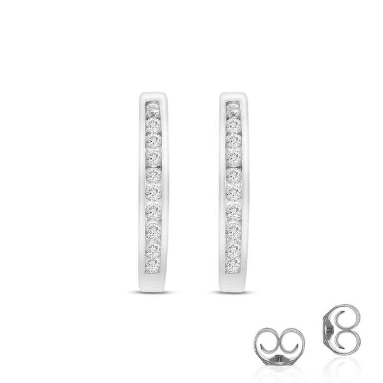 Channel Set Lab Grown Diamond Huggie Hoop Earrings