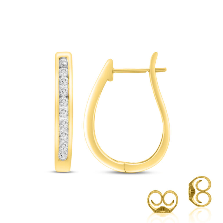 Channel Set Lab Grown Diamond Huggie Hoop Earrings