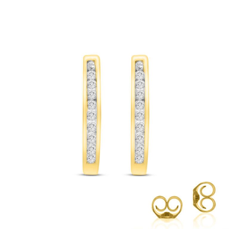 Channel Set Lab Grown Diamond Huggie Hoop Earrings