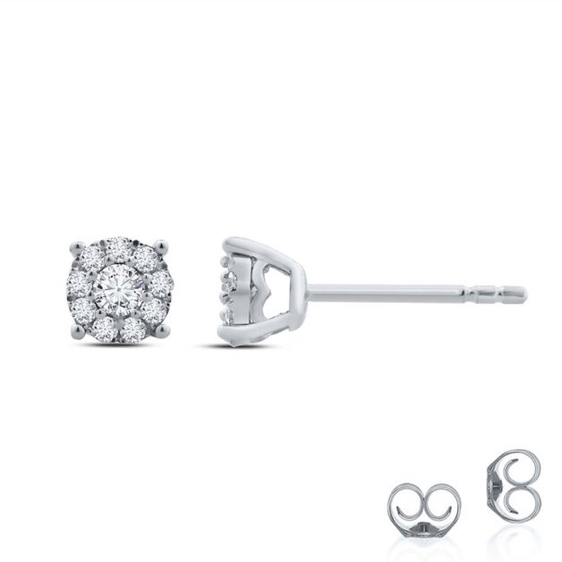 Lab Made Halo Diamond Earring Studs