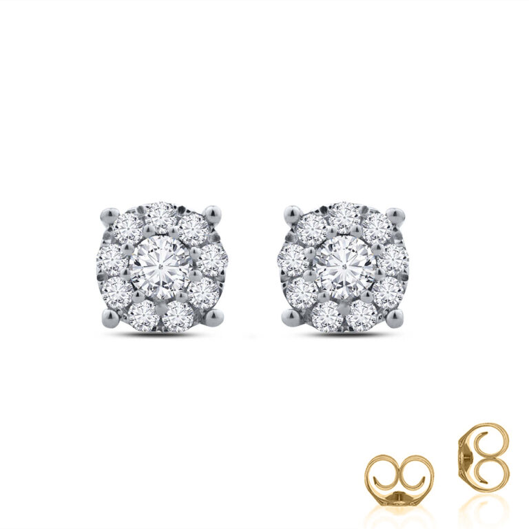 Lab Made Halo Diamond Earring Studs