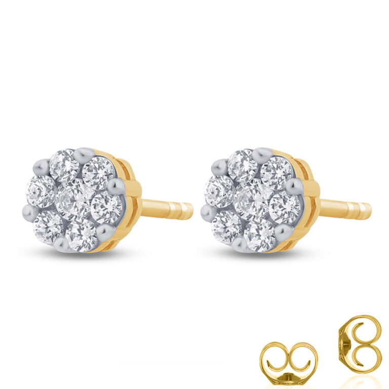 Floral Lab Created Cluster Diamond Stud Earring