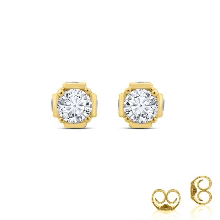 Lab Grown Hidden Accent Diamond Stud Earrings