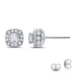 Lab Created Cushion Shaped Halo Diamond Earrings