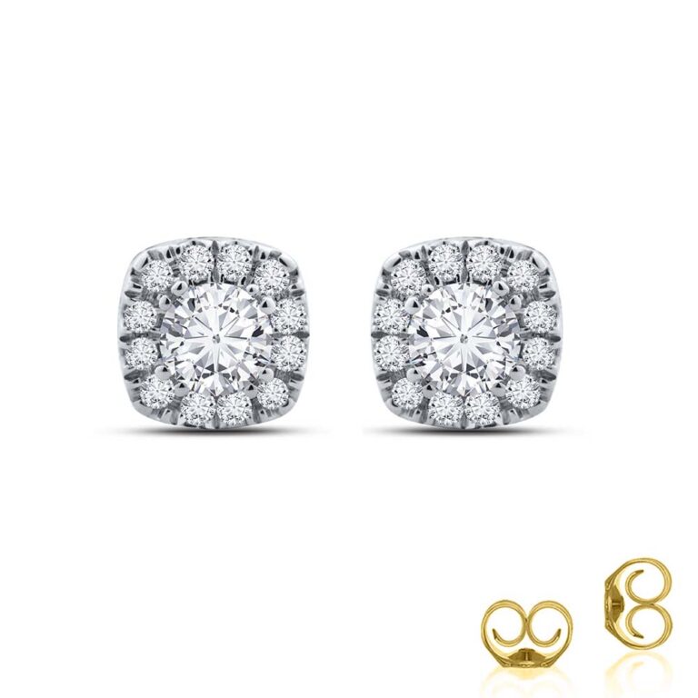 Lab Created Cushion Shaped Halo Diamond Earrings