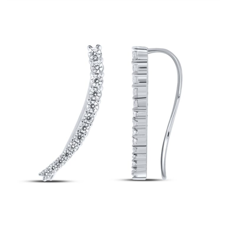 Graduating Lab Diamond Crawler 925 Sterling Silver Earrings