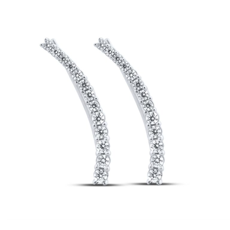 Graduating Lab Diamond Crawler 925 Sterling Silver Earrings