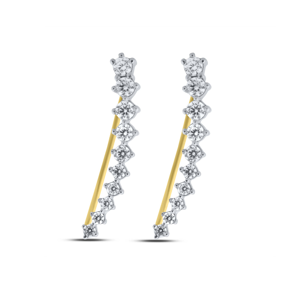 Prong Set Lab Grown Diamond Crawler Earrings | 14K Yellow Gold 3/4 ct. tw.