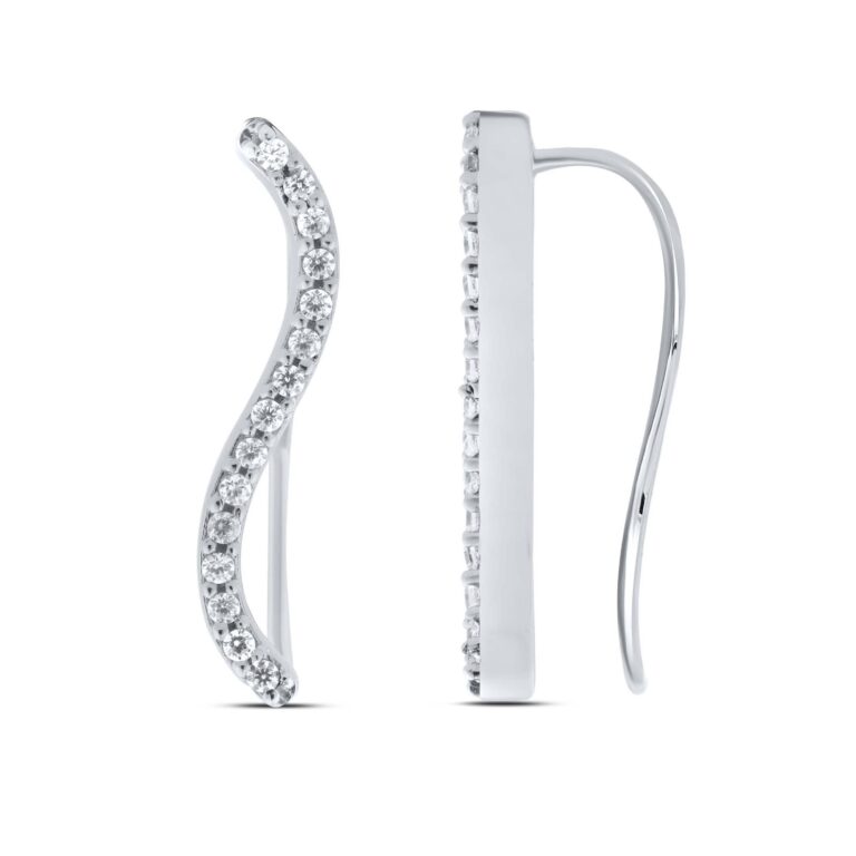 S - Shaped Sterling Silver Lab Grown Diamond Crawler Earrings