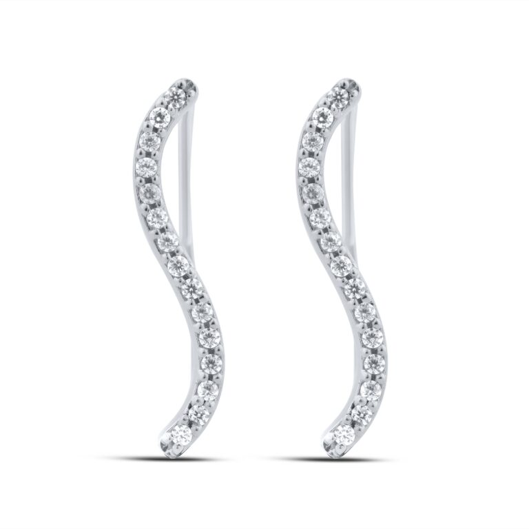S - Shaped Sterling Silver Lab Grown Diamond Crawler Earrings
