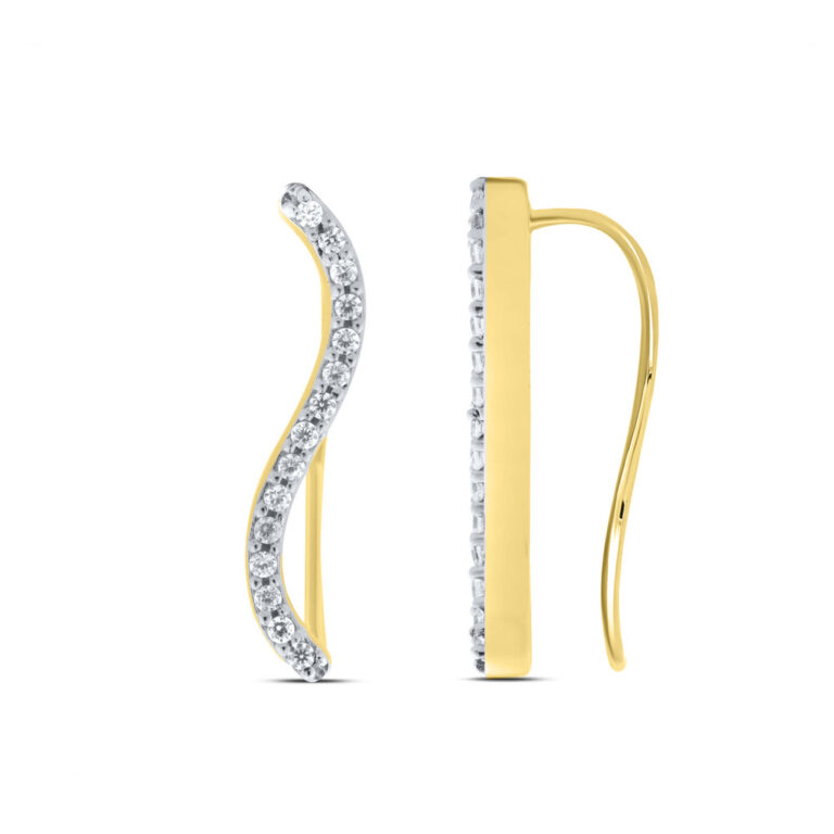 S - Shaped Lab Grown Diamond Crawler Earrings