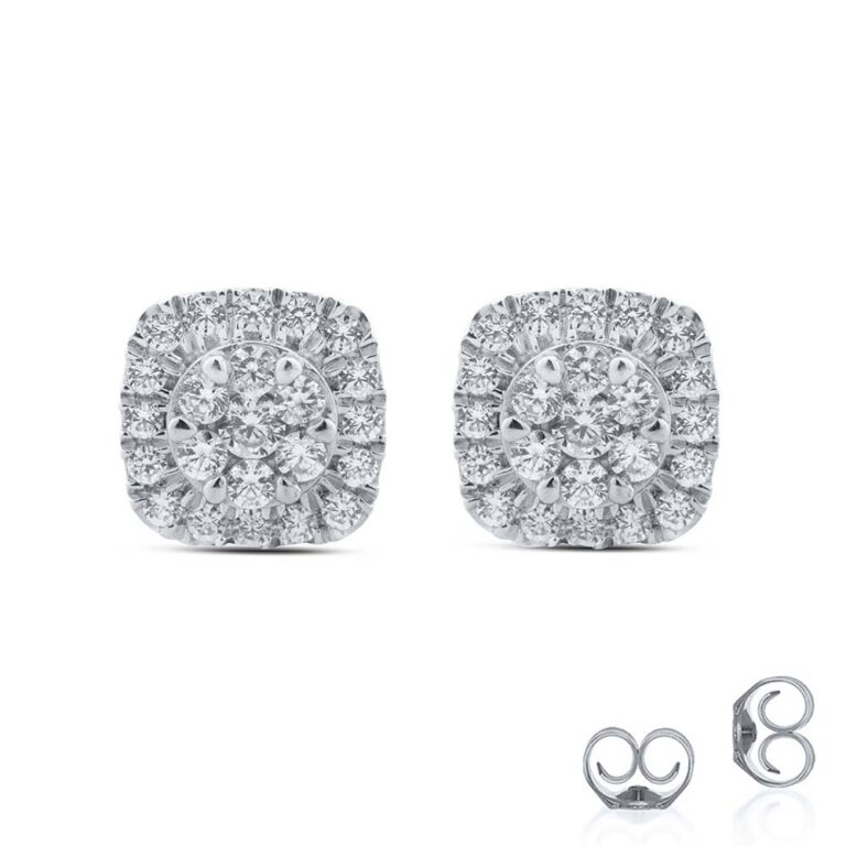 Cushion Shaped Cluster Diamond Earring