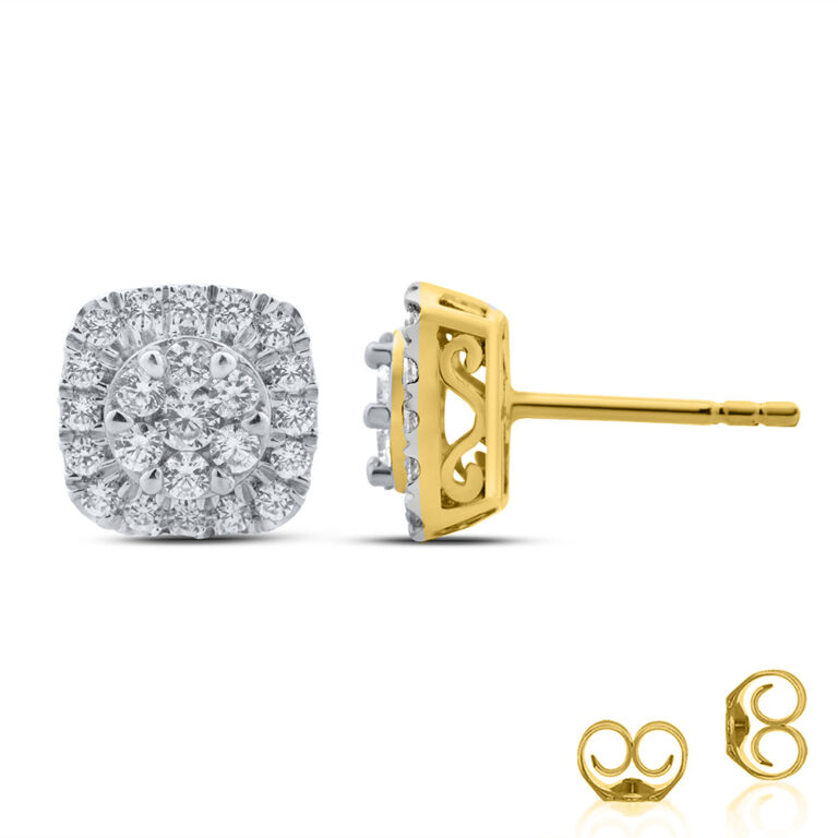 Cushion Shaped Cluster Diamond Earring