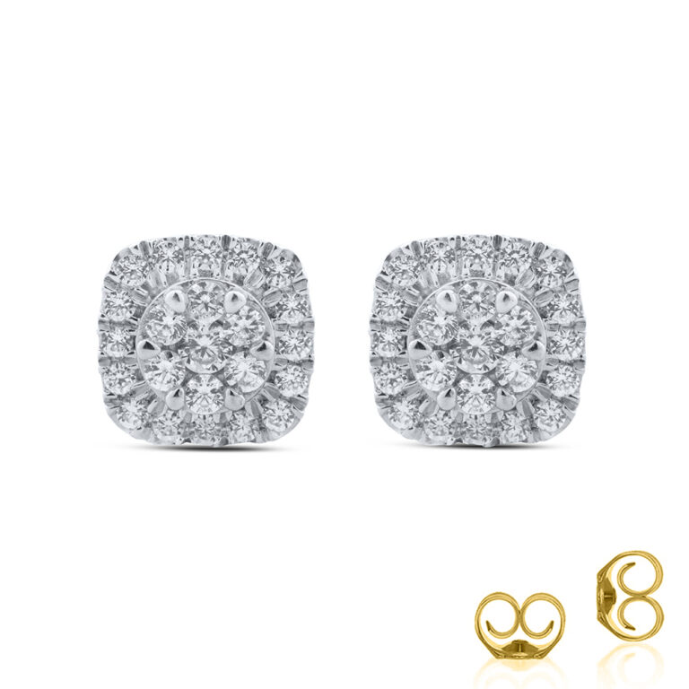 Cushion Shaped Cluster Diamond Earring