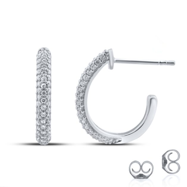 Three Row Lab Grown Diamond Hoop Earrings