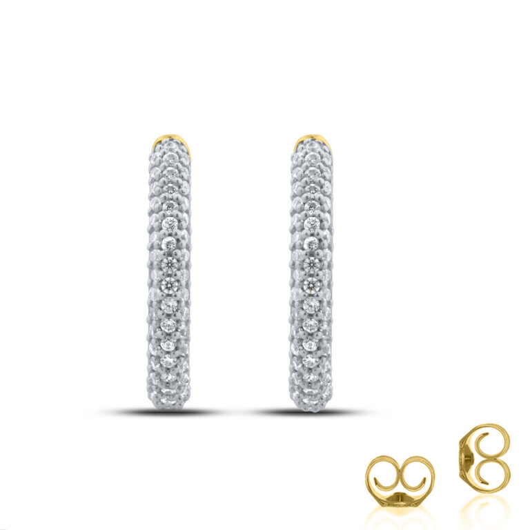 Three Row Lab Grown Diamond Hoop Earrings
