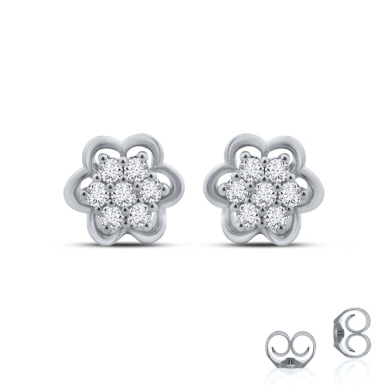 Floral Outlined Lab Diamond Cluster Earrings