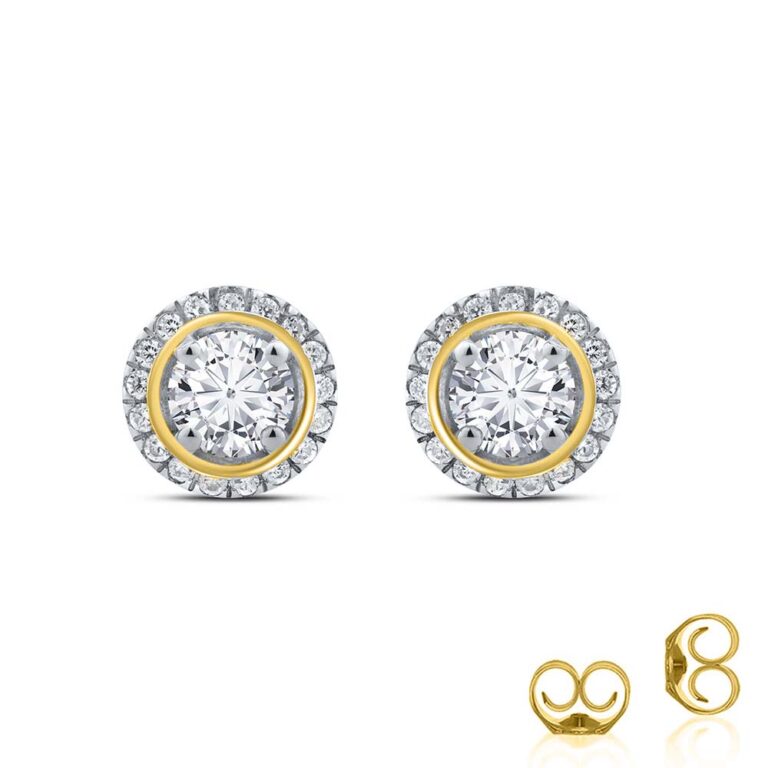 Lab Created Floral Halo Diamond Stud Earrings