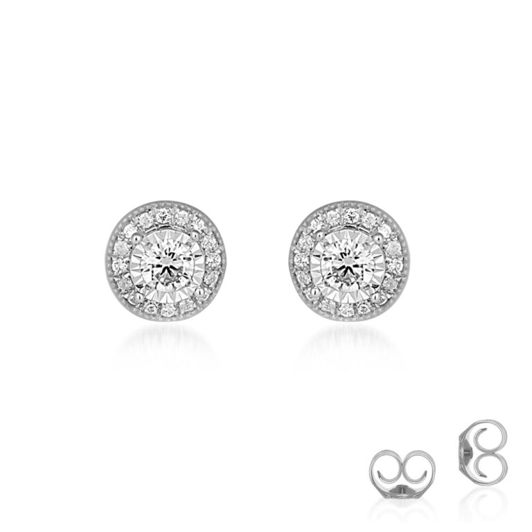 Illusion Set Halo Diamond Stud Earrings