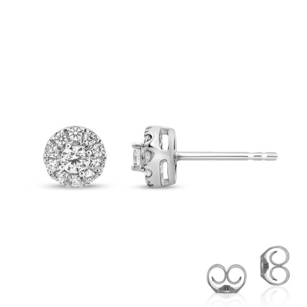 Lab Made Halo Diamond Stud Earrings