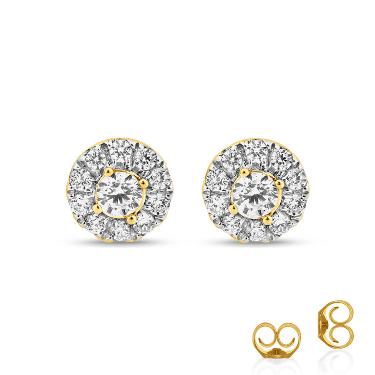 Lab Made Halo Diamond Stud Earrings