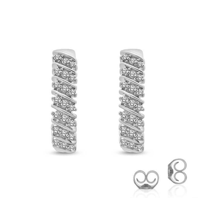 J-Hoop Premium Diamond Huggie Earrings