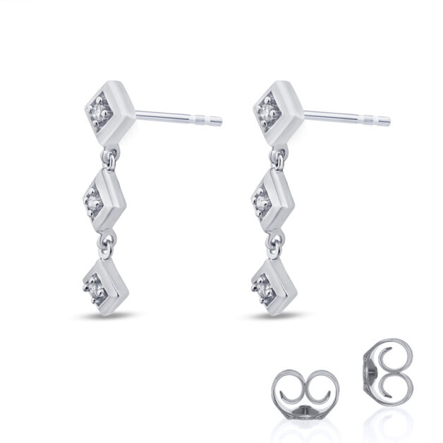 Three Stone Lab Created Diamond Accent Earrings