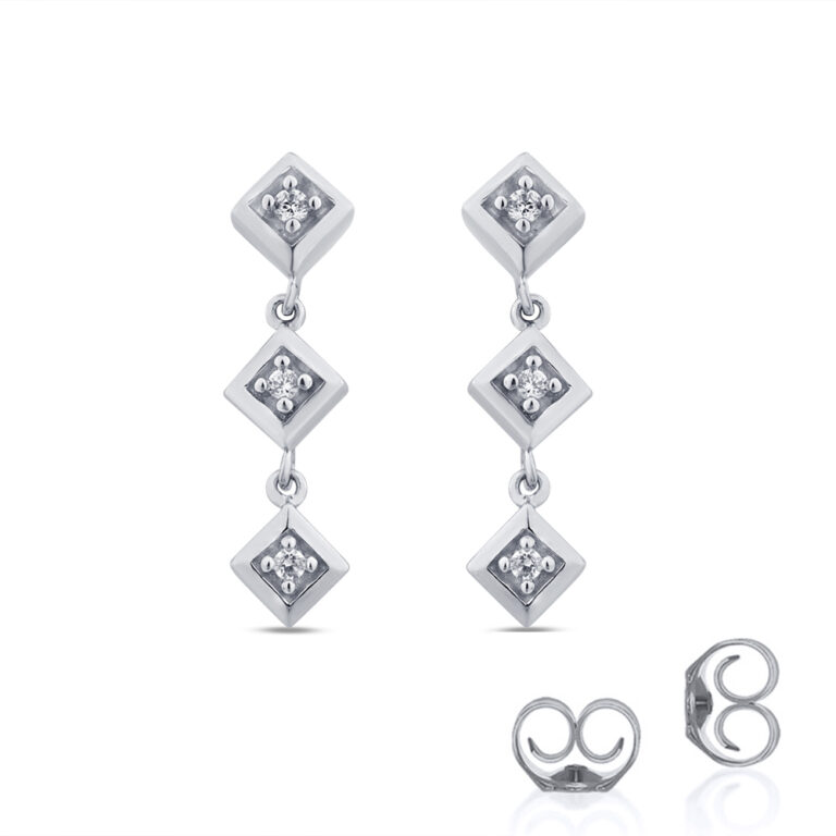 Three Stone Lab Created Diamond Accent Earrings