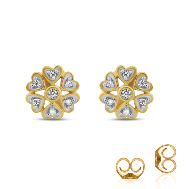 Lab Diamond Floral Earring With Heart Shaped Petals