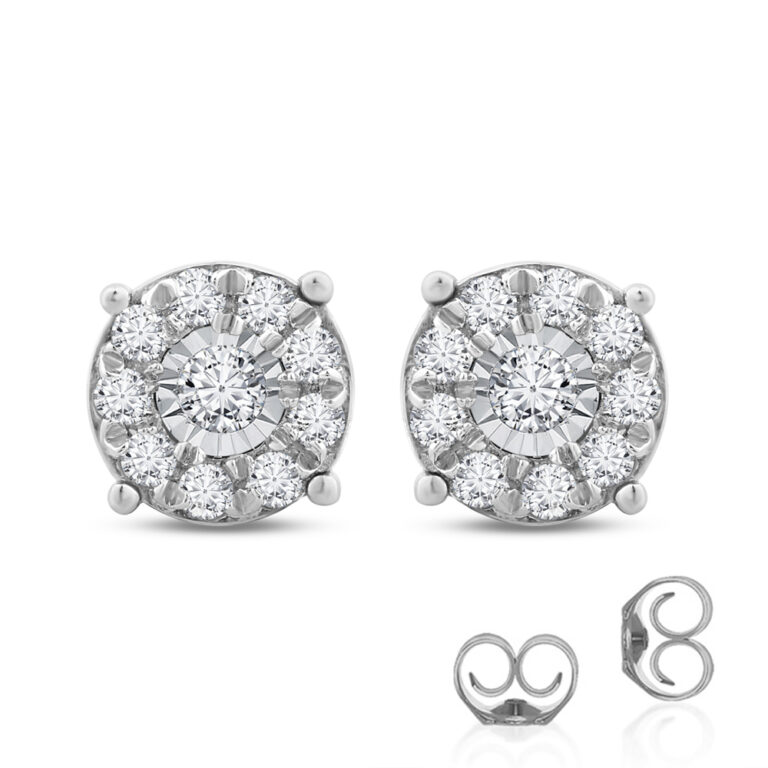 Lab Grown Illusion Set Halo Diamond Earrings