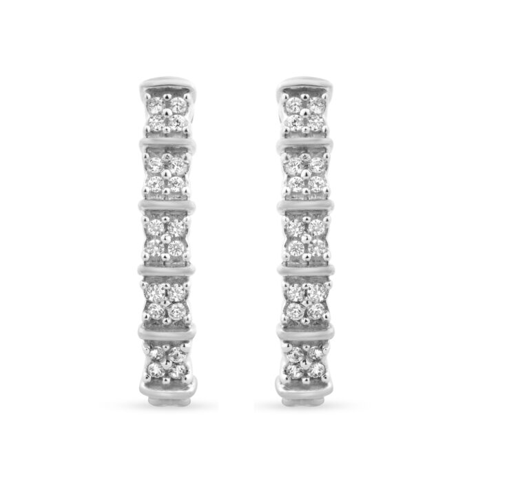 Lab Created J-Hoop Diamond Huggie Earrings