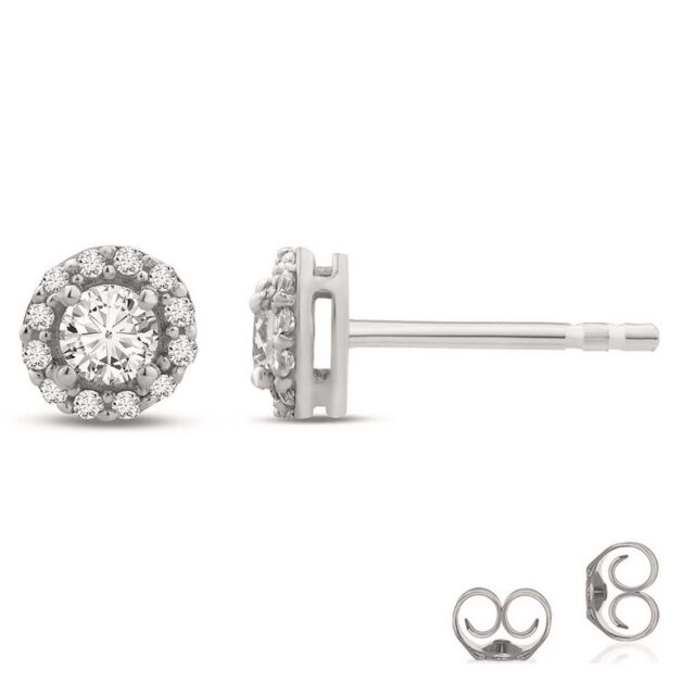Lab Grown Halo Diamond Stud Earrings