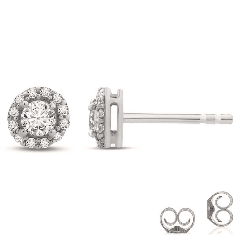 Lab Grown Halo Diamond Stud Earrings