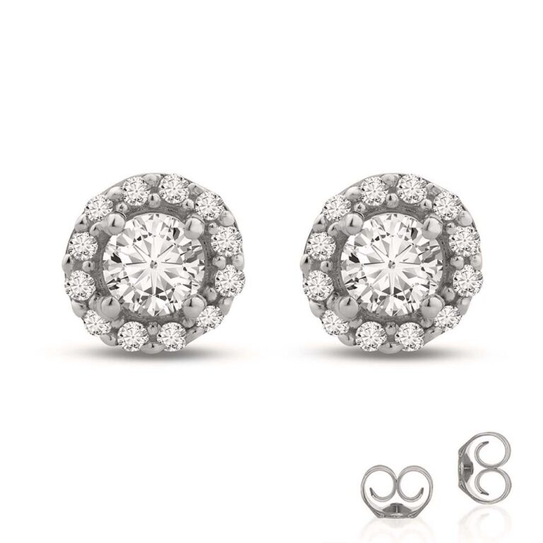 Lab Grown Halo Diamond Stud Earrings