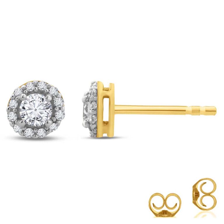 Lab Grown Halo Diamond Stud Earrings