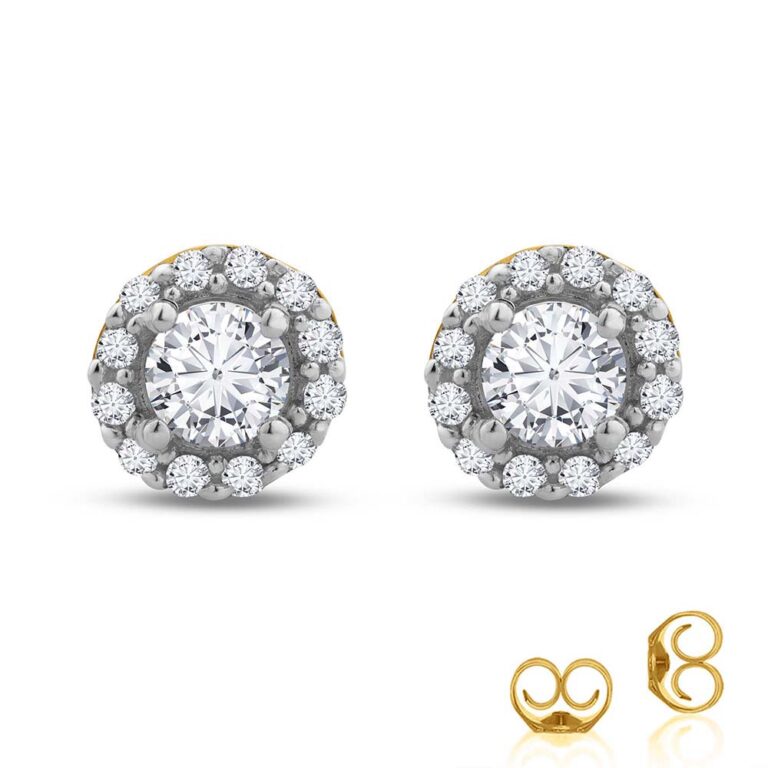 Lab Grown Halo Diamond Stud Earrings