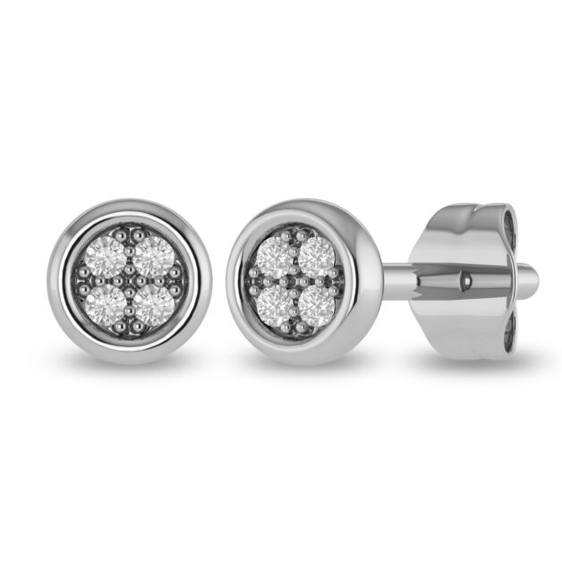 Bezel Set Cluster Diamond Stud Earrings