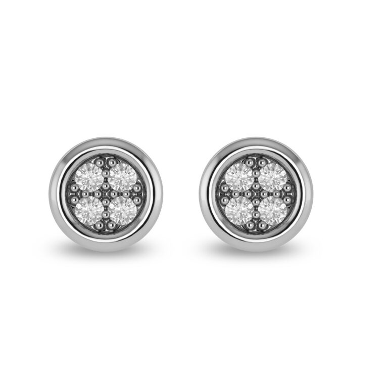 Bezel Set Cluster Diamond Stud Earrings
