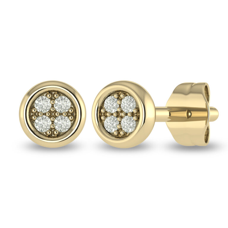 Bezel Set Cluster Diamond Stud Earrings