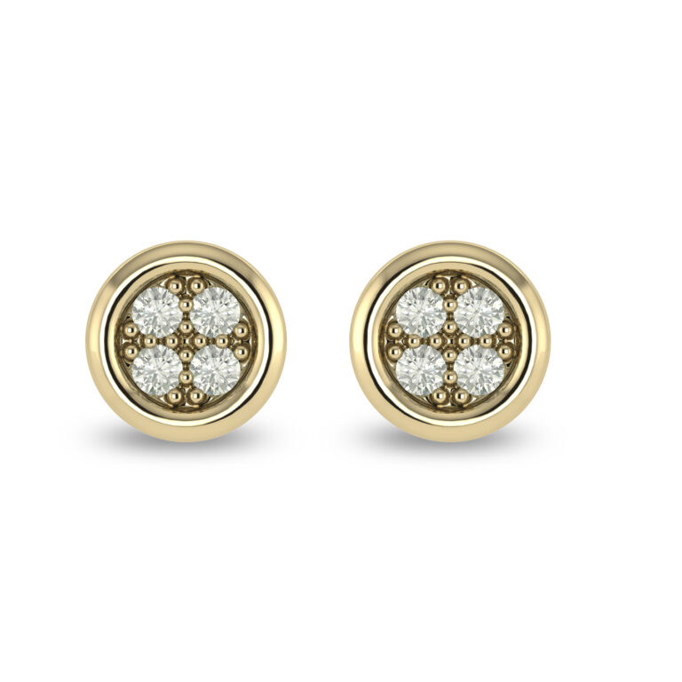 Bezel Set Cluster Diamond Stud Earrings