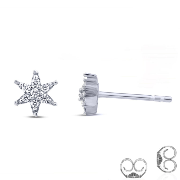 Dainty Lab Created Diamond  925 Sterling Silver Star Earrings