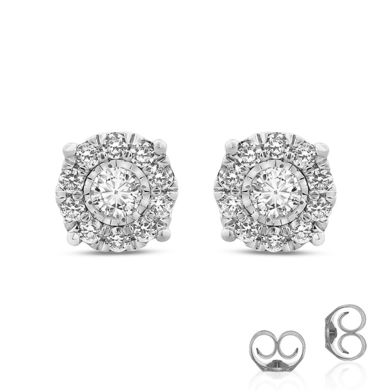 Lab Grown Illusion Set Round Halo Diamond Earring