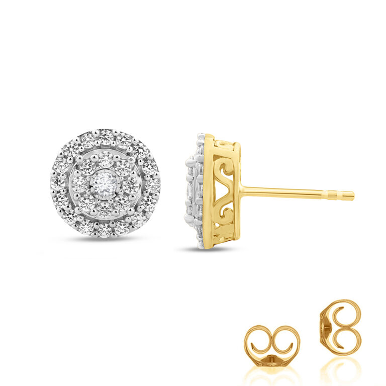 Lab Created Double Halo Stud Diamond Earrings